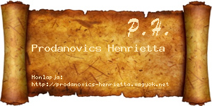 Prodanovics Henrietta névjegykártya