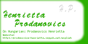 henrietta prodanovics business card